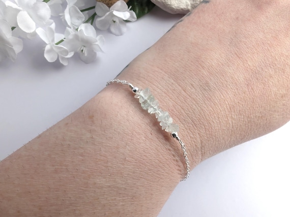 Aquamarine Sterling Silver Bracelet, Dainty Birthstone Bar Bracelet, March Birthstone, 925 Sterling Silver, Birthday Gift