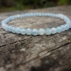 Aquamarine Bracelet. Tiny Delicate Natural Sky Blue Gemstone Stretch Bracelet Handmade In Australia By Miss Leroy.