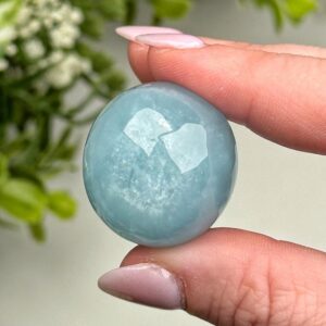 Aquamarine Cabochon | 18g | - #1 (polished Blue Crystal Jewelry, Throat Chakra, Calming)