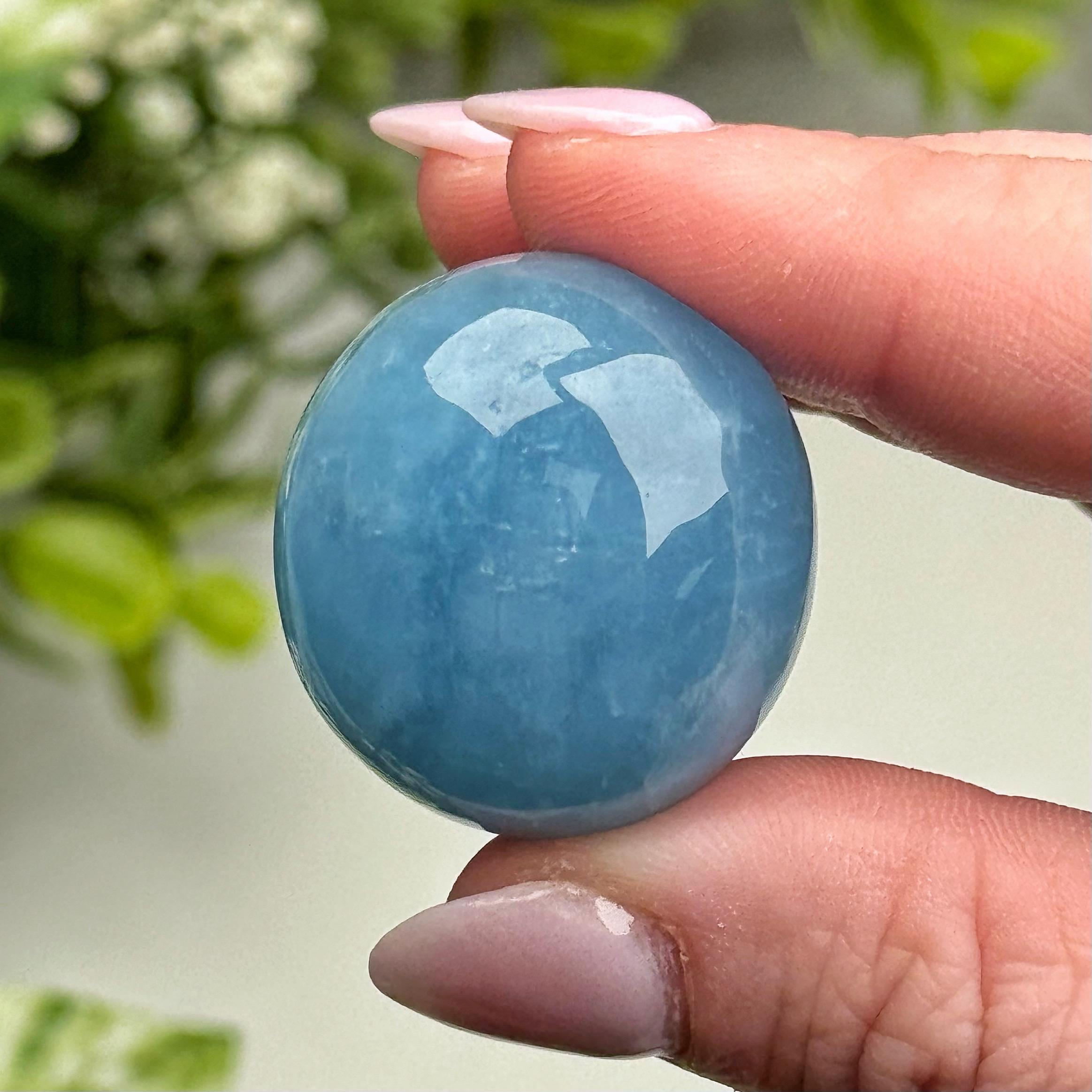 Aquamarine Cabochon | 13g | - #3 (polished Blue Crystal Jewelry, Throat Chakra, Calming)