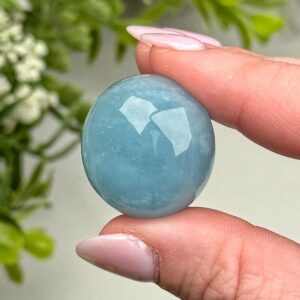 Aquamarine Cabochon | 11g | - #4 (polished Blue Crystal Jewelry, Throat Chakra, Calming)