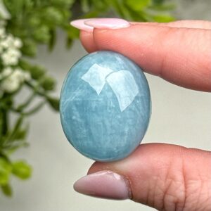 Aquamarine Cabochon | 15g | - #5 (polished Blue Crystal Jewelry, Throat Chakra, Calming)