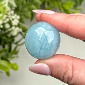 Aquamarine Cabochon | 13g | - #6 (polished Blue Crystal Jewelry, Throat Chakra, Calming)