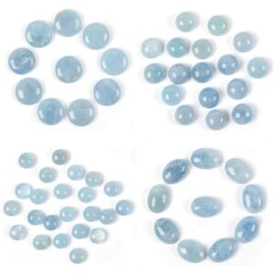 6mm 8mm 10mm 12mm 20mm Natural Aquamarine Gemstone Round Oval Flatback Cab Cabochon