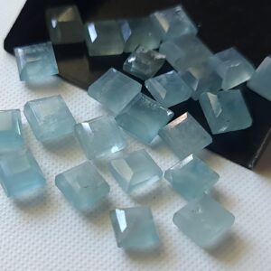 7.5-8mm Aquamarine Princess Cabochons, Natural Loose Aquamarine Plain Smooth Table Cut Cabochons For Jewelry (5pcs To 10pcs Option) - Psg333