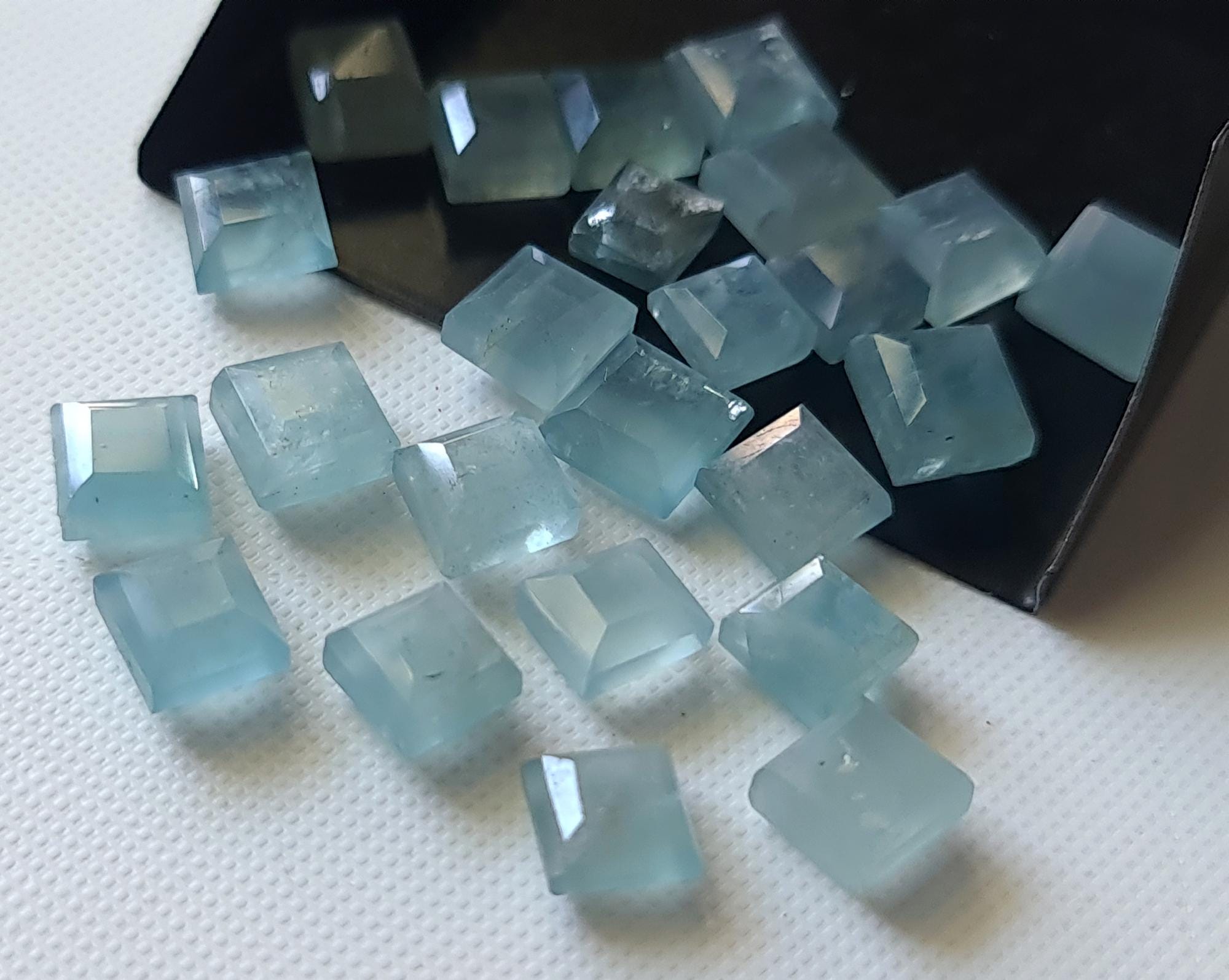7.5-8mm Aquamarine Princess Cabochons, Natural Loose Aquamarine Plain Smooth Table Cut Cabochons For Jewelry (5pcs To 10pcs Option) - Psg333
