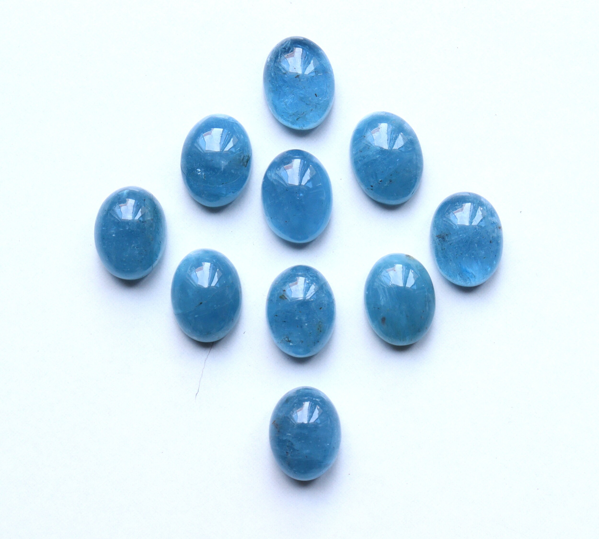 Aaa Aquamarine Gemstone Cabochon: Oval Flat Back, Jewelry Making