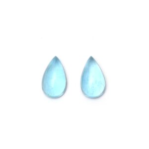 Aaa Quality Natural Aquamarine Smooth Pear Cabochon Gemstone | 12x19 Mm | Gemstone Cabochon | Pair ( 2 Pieces )