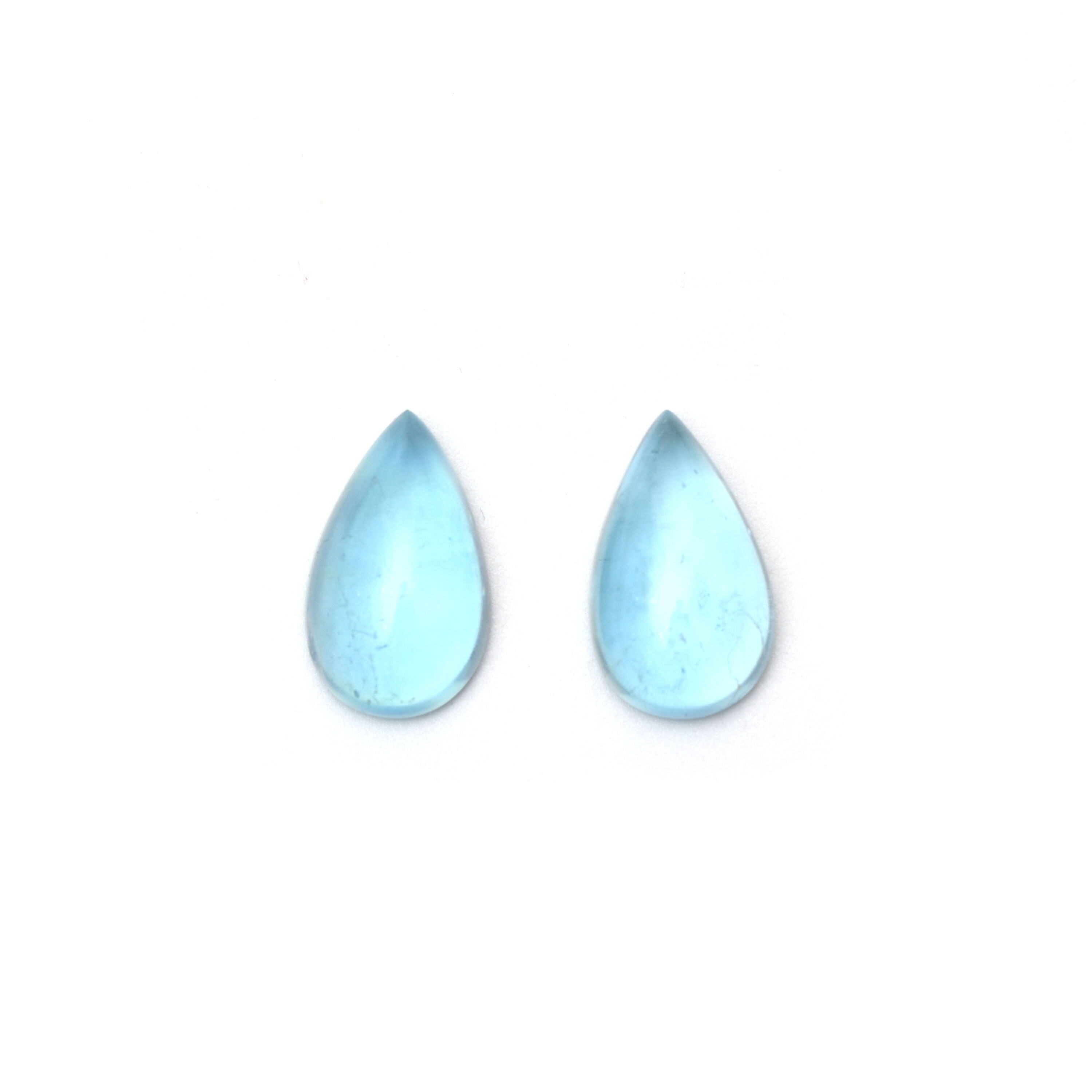 Aaa Quality Natural Aquamarine Smooth Pear Cabochon Gemstone | 12x19 Mm | Gemstone Cabochon | Pair ( 2 Pieces )