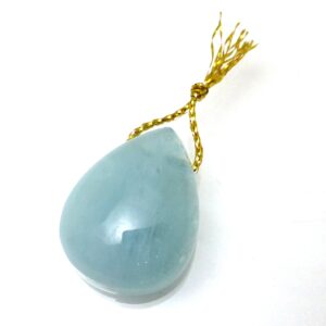 Aquamarine Bead Cabochon Focal Pear Pendant Necklace Stone Sky Translucent Light Blue Aqua Brazilian March Birthstone Birthday Gift Wedding