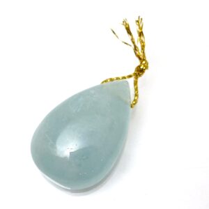 Aquamarine Bead Cabochon Focal Pear Pendant Necklace Stone Sky Translucent Light Blue Aqua Brazilian March Birthstone Birthday Gift Wedding