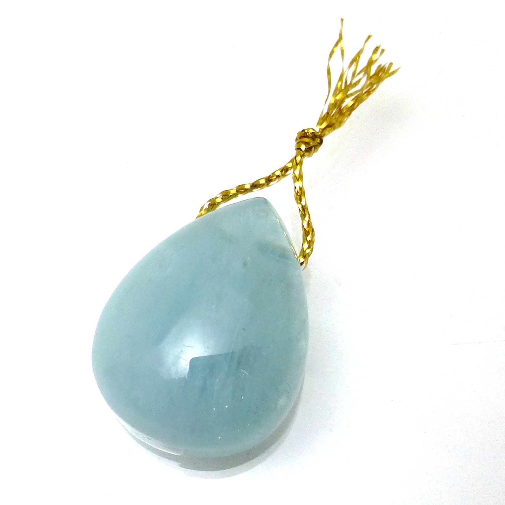 Aquamarine Bead Cabochon Focal Pear Pendant Necklace Stone Sky Translucent Light Blue Aqua Brazilian March Birthstone Birthday Gift Wedding