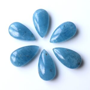 Blue Aquamarine Briolette Gemstone: Pear Cabochon Loose Gem