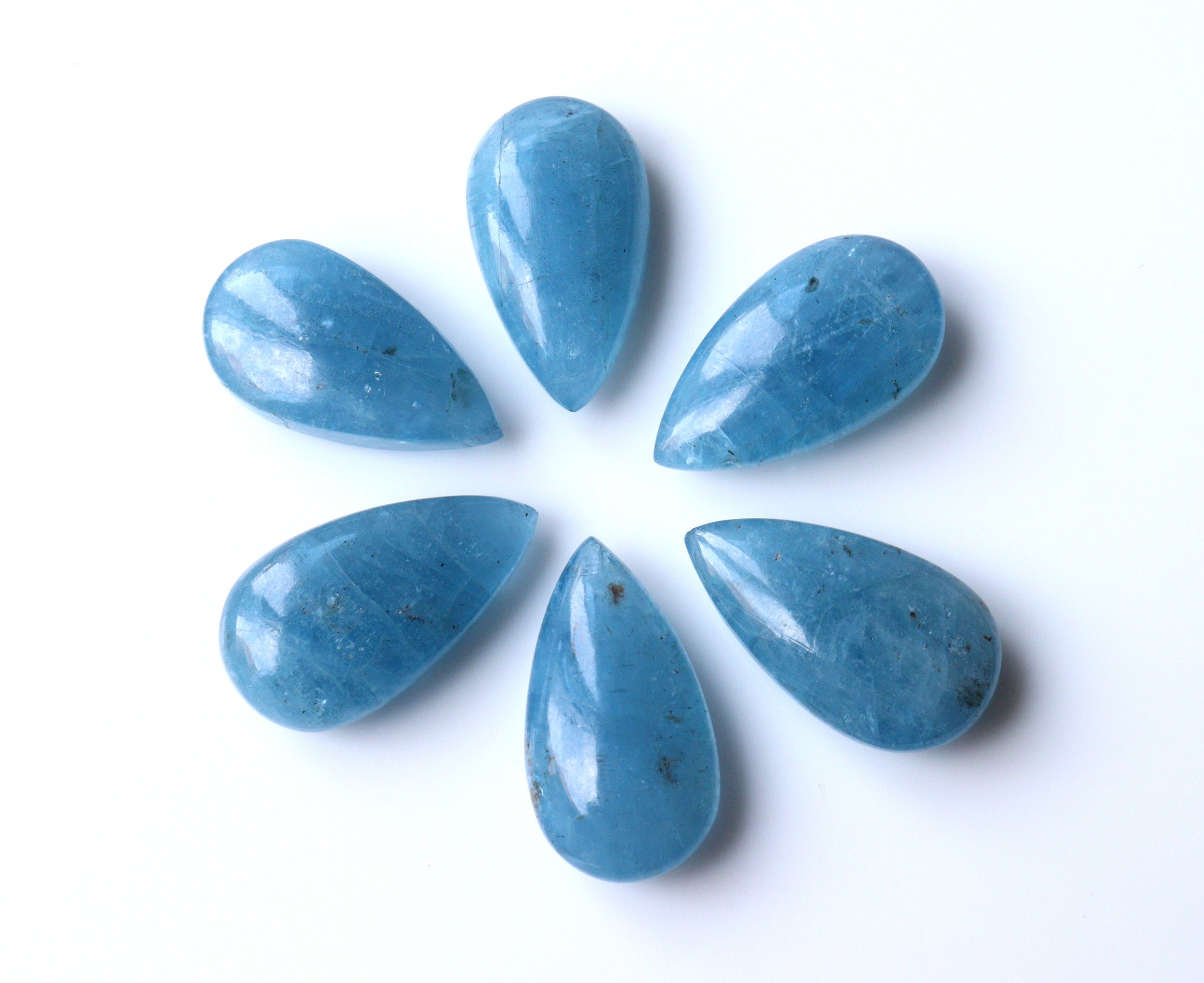Blue Aquamarine Briolette Gemstone: Pear Cabochon Loose Gem Blue Aquamarine Briolette Gemstone: Pear Cabochon Loose Gem