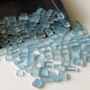 Aquamarine Cabochons, Natural Loose Aquamarine Plain Smooth Square Flat Back Cabochons 3.5-8mm For Jewelry (5cts To 10cts Option) - Pksg242