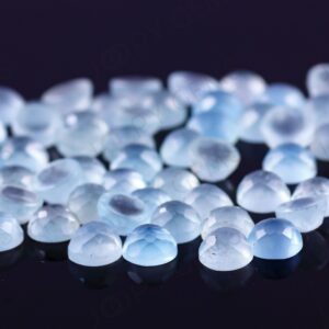 Aquamarine (milky) Rose Cut Cabochon 4mm Round - Per Stone