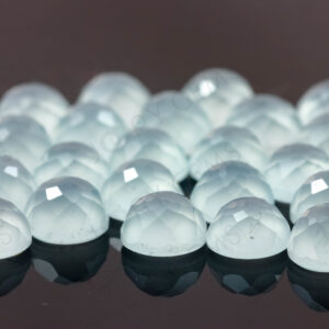 Aquamarine (milky) Rose Cut Cabochon 6mm Round - Light - Per Cab