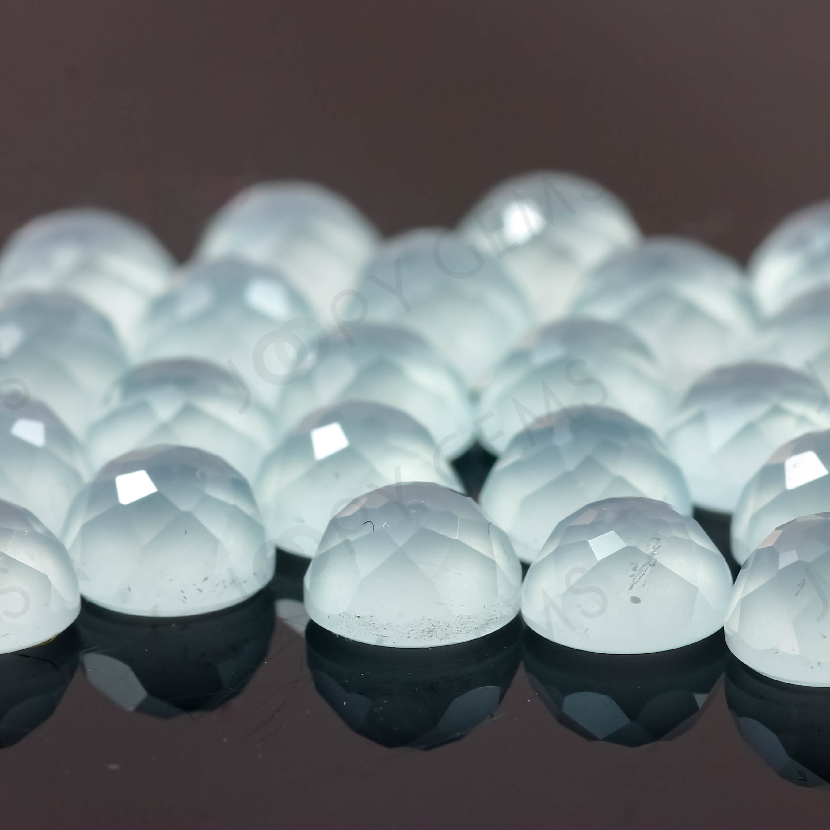 Aquamarine (milky) Rose Cut Cabochon 6mm Round - Light - Per Cab