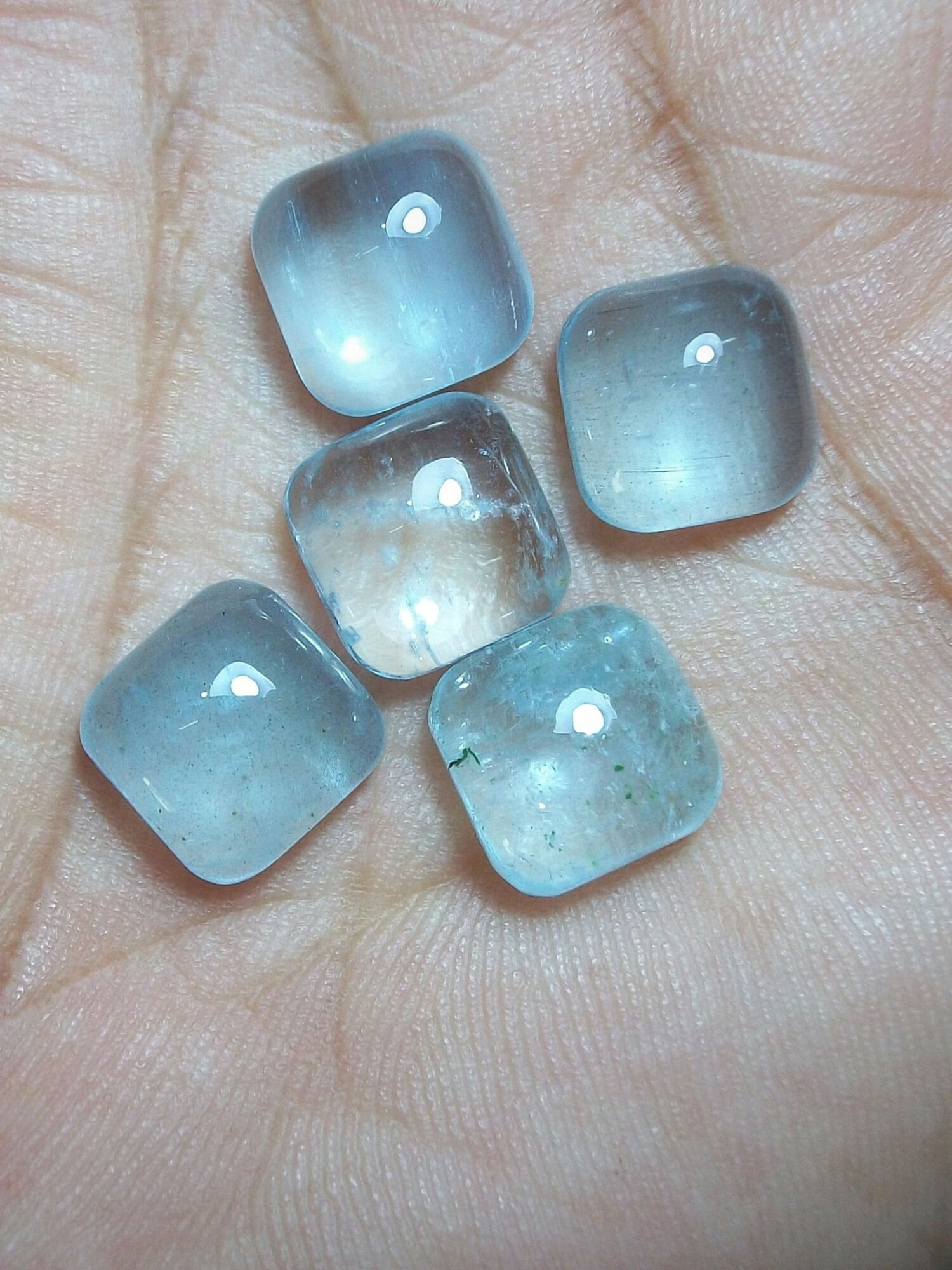 Natural Aquamarine 10x10 Mm Cushion Cabochon Gemstone/aquamarine Cabs/march Birthstone/precious Aquamarine/aaa Quality/jewelry Making Stone.