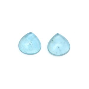 Natural Aquamarine Smooth Heart Cabochon Gemstone | 15x15 Mm | Gemstone Cabochon | Pair ( 2 Pieces )