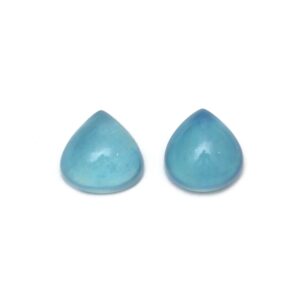 Natural Aquamarine Smooth Heart Cabochon Gemstone | 18x18 Mm | Gemstone Cabochon | Pair ( 2 Pieces )