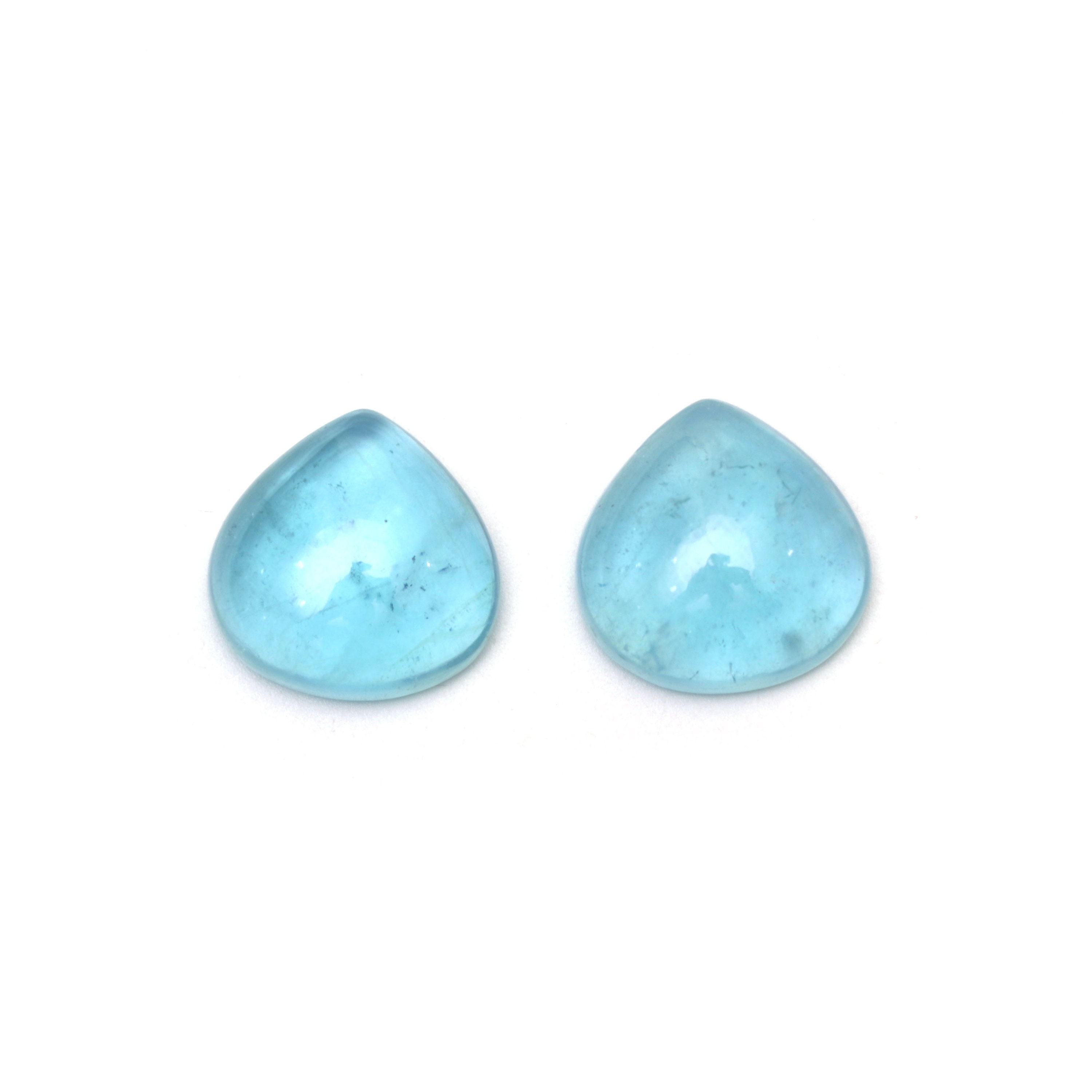 Natural Aquamarine Smooth Heart Cabochon Gemstone | 18x18 Mm | Gemstone Cabochon | Pair ( 2 Pieces )