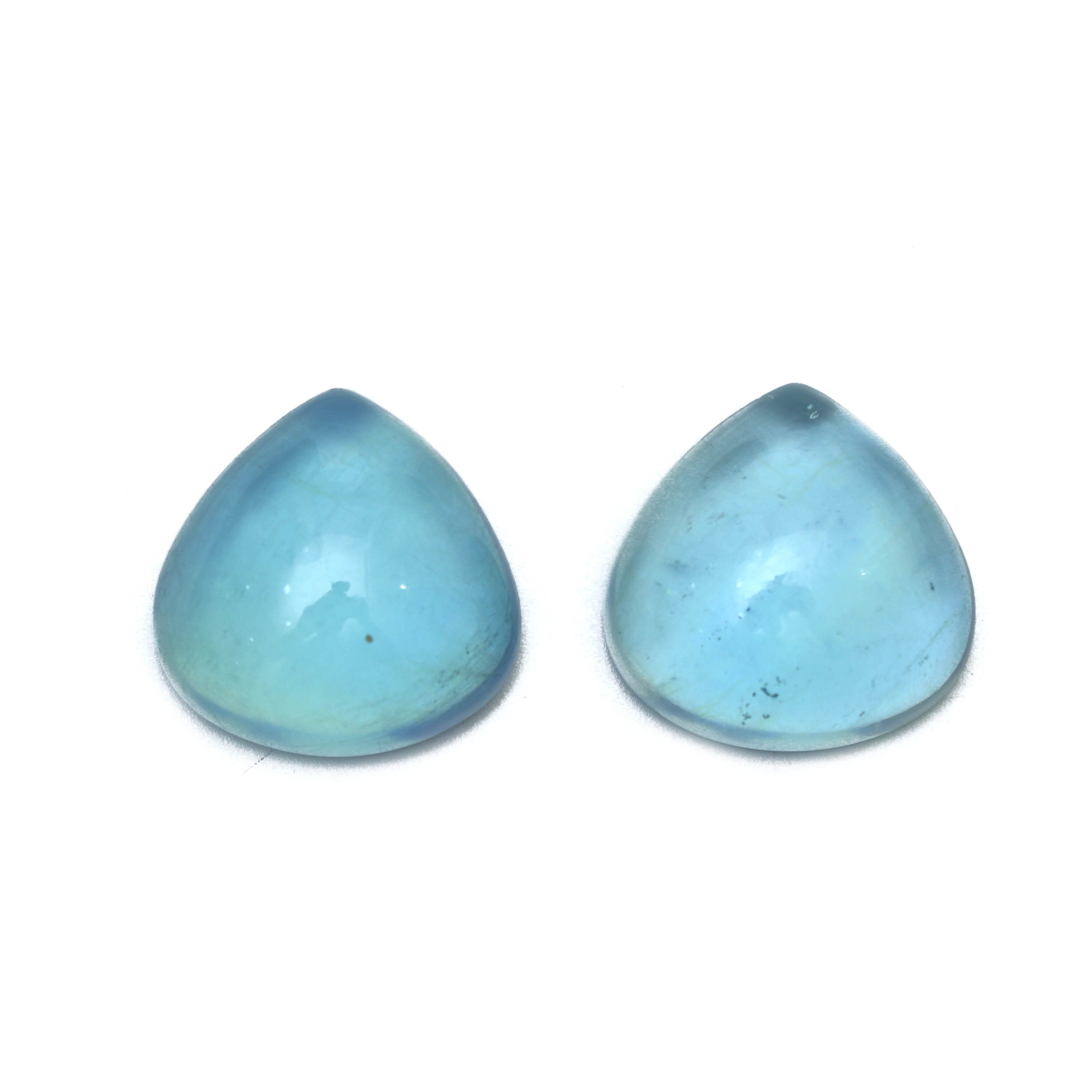 Natural Aquamarine Smooth Heart Cabochon Gemstone | 20x20 Mm | Gemstone Cabochon | Pair ( 2 Pieces )