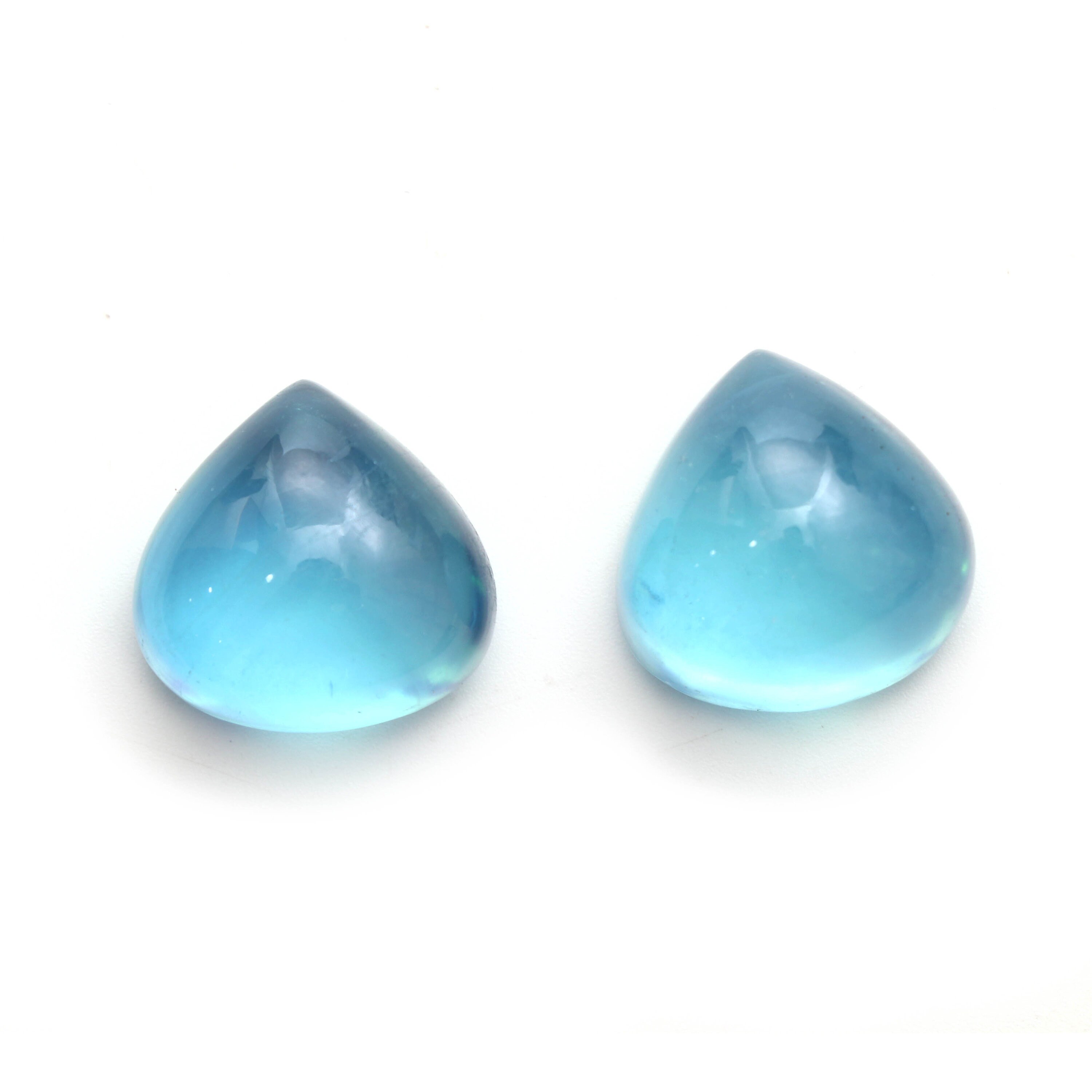 Natural Aquamarine Smooth Heart Cabochon Gemstone | 21x21 Mm | Gemstone Cabochon | Pair ( 2 Pieces )