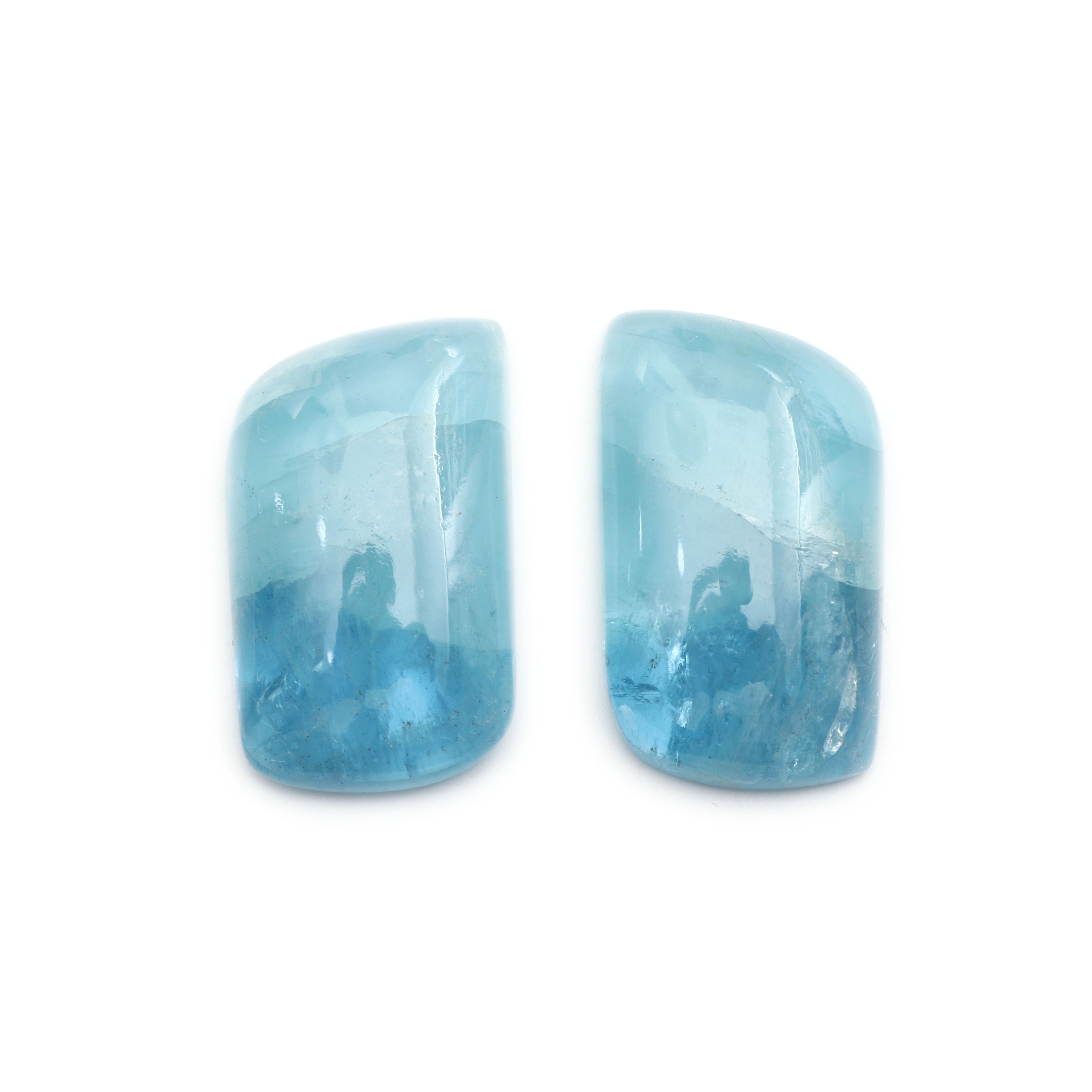 Natural Aquamarine Smooth Cabochon, Natural Aquamarine Loose Gemstone, 31x19x7 Mm, Aquamarine Gemstone, Gem Quality, Pair ( 2 Pieces )