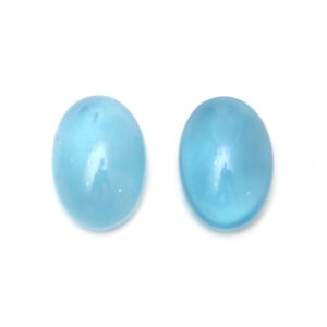 Natural Aquamarine Smooth Oval Cabochon Gemstone | 19x26 Mm | Gemstone Cabochon | Pair ( 2 Pieces )