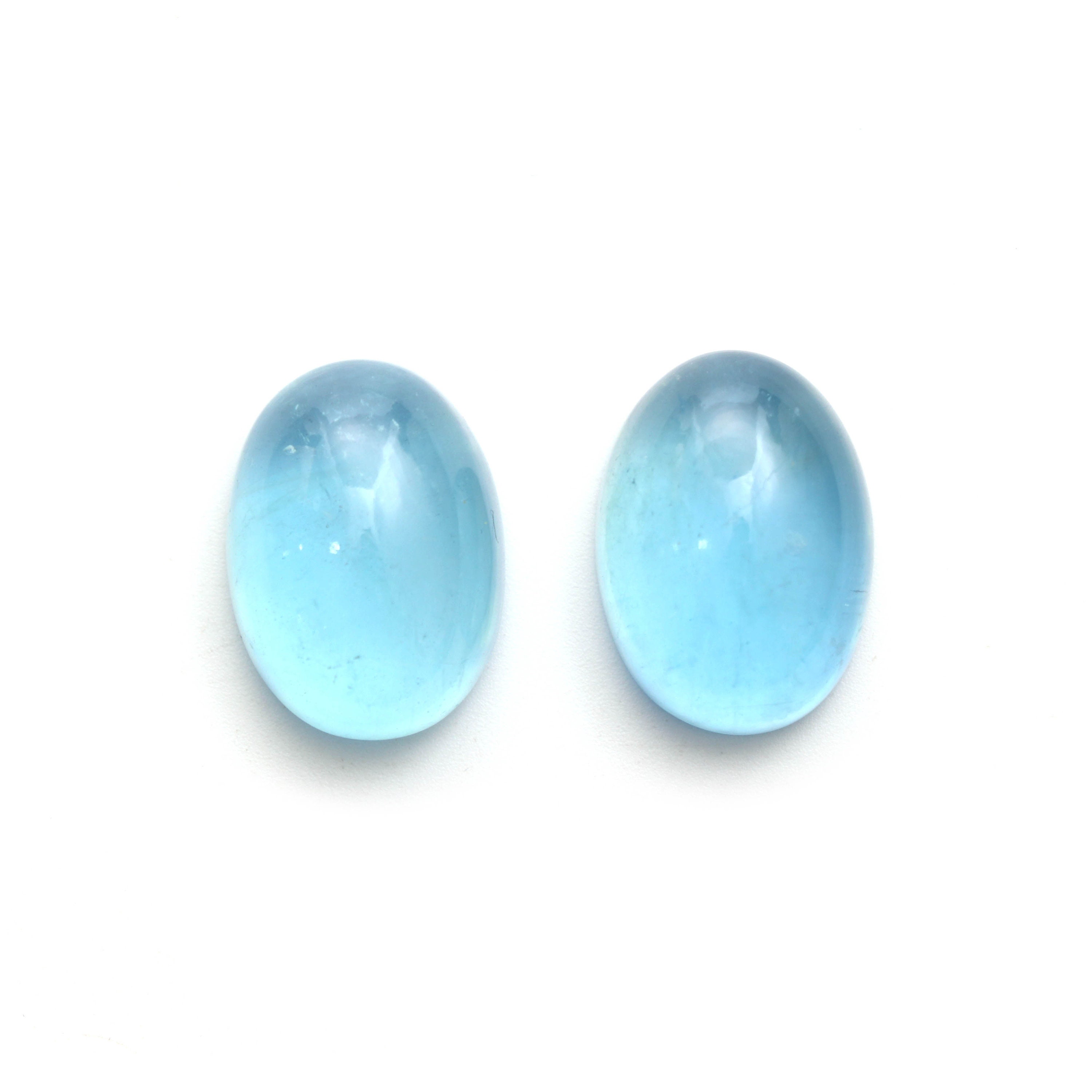 Natural Aquamarine Smooth Oval Cabochon Gemstone | 16x22 Mm | Gemstone Cabochon | Pair ( 2 Pieces )