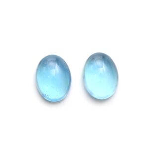 Natural Aquamarine Smooth Oval Cabochon Gemstone | 16x21 Mm | Gemstone Cabochon | Pair ( 2 Pieces )