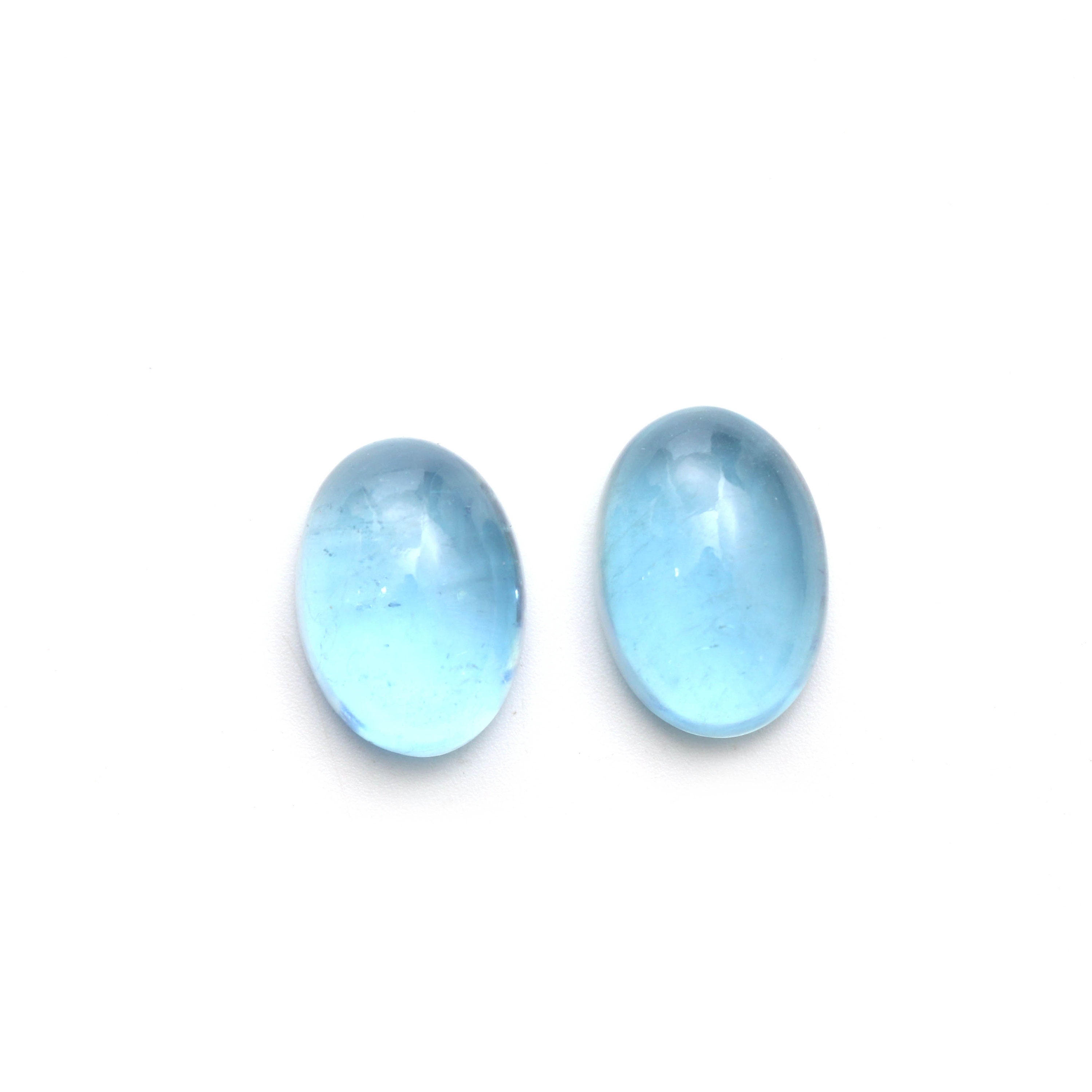 Natural Aquamarine Smooth Oval Cabochon Gemstone | 13x18mm | Gemstone Cabochon | Pair ( 2 Pieces )