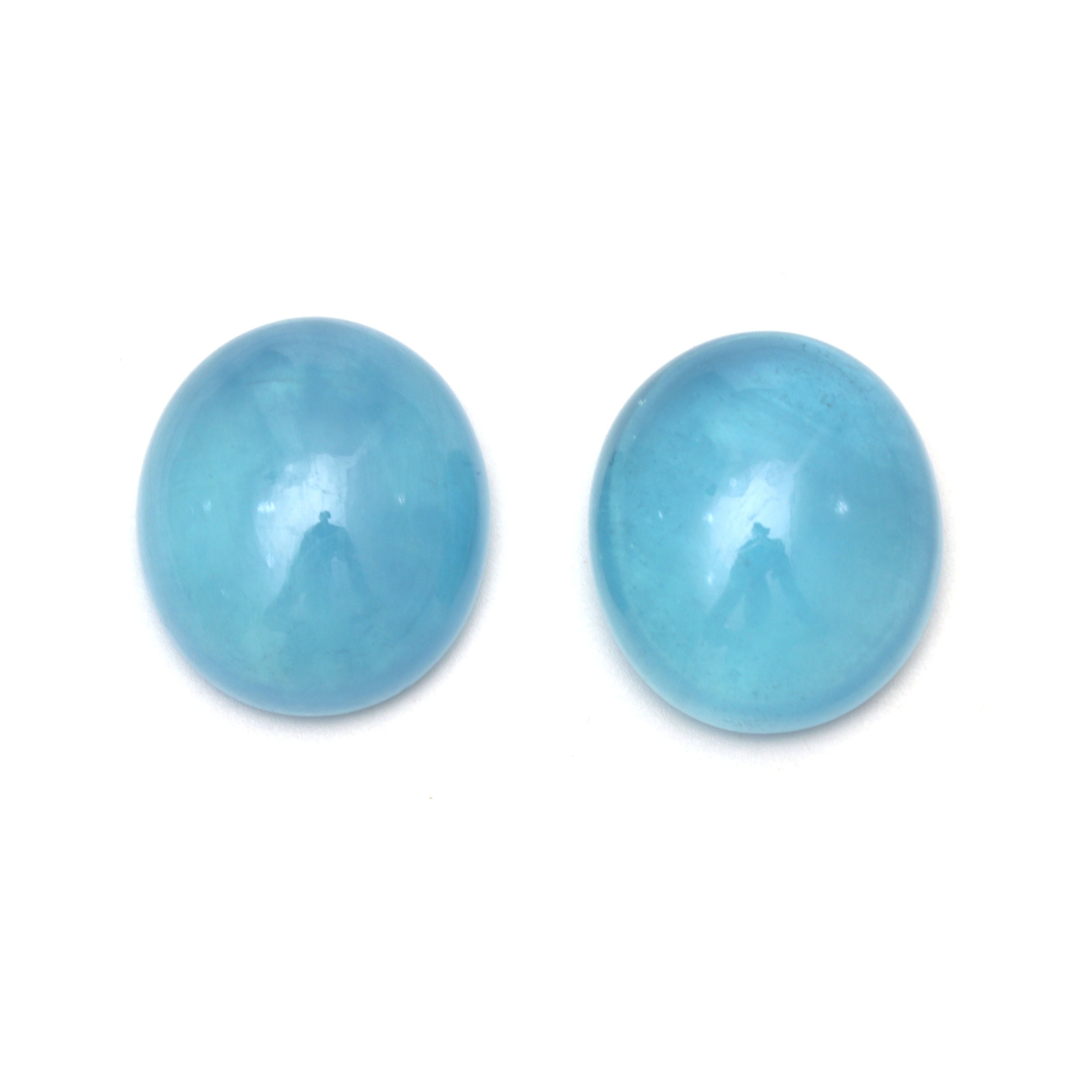 Natural Aquamarine Smooth Oval Loose Gemstone, 22x25 Mm, Aquamainre Oval Jewelry Making Gemstone Cabochon Pair ( 2 Pieces )