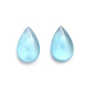 Natural Aquamarine Smooth Pear Cabochon Gemstone | 17x25mm | Gemstone Cabochon | Pair ( 2 Pieces )