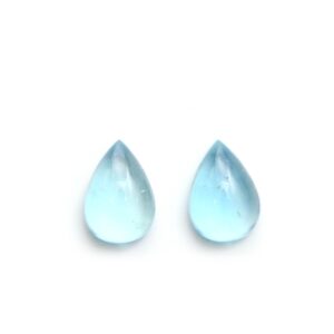 Natural Aquamarine Smooth Pear Cabochon Gemstone | 12x17mm | Gemstone Cabochon | Pair ( 2 Pieces )