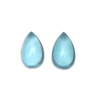 Natural Aquamarine Smooth Pear Cabochon Gemstone | 15x25 Mm | Gemstone Cabochon | Pair ( 2 Pieces )