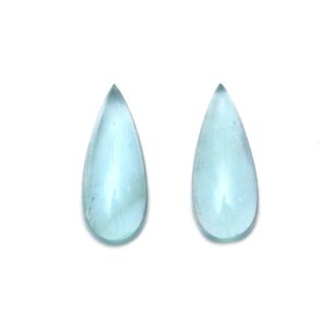 Natural Aquamarine Smooth Pear Cabochon Gemstone | 14x33 Mm | Gemstone Cabochon | Pair ( 2 Pieces )