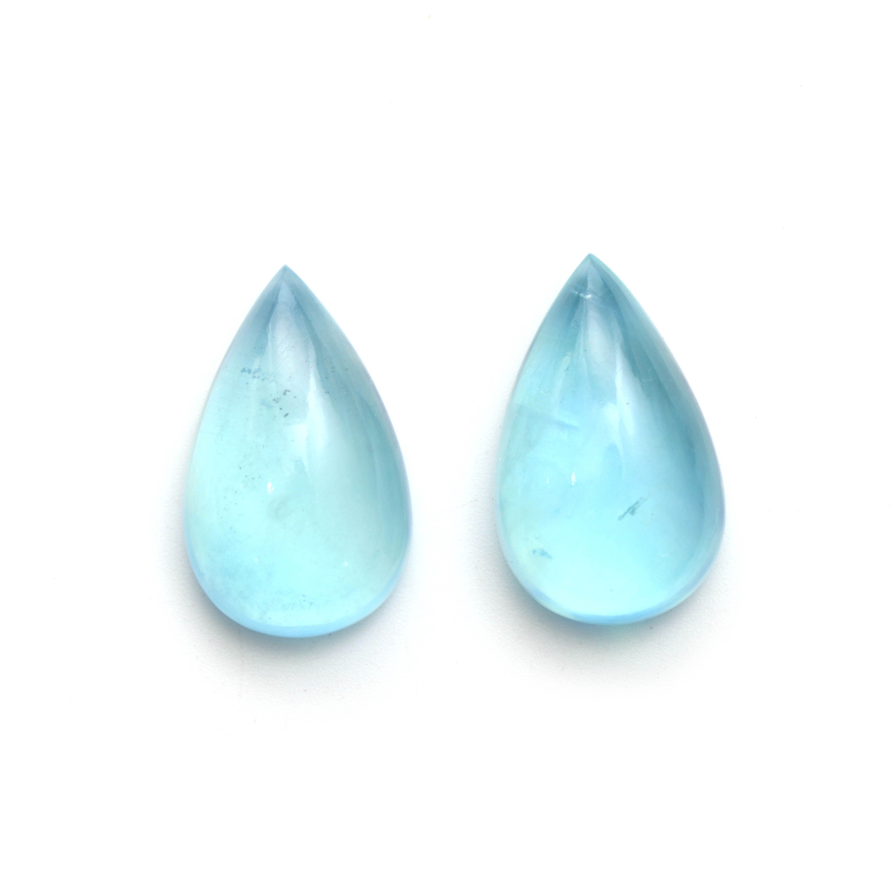 Natural Aquamarine Smooth Pear Cabochon Gemstone | 17x27mm | Gemstone Cabochon | Pair ( 2 Pieces )
