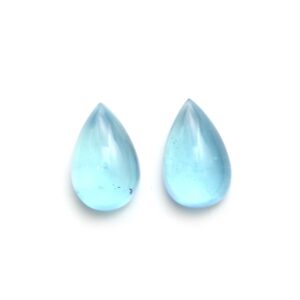 Natural Aquamarine Smooth Pear Cabochon Gemstone | 14x22mm | Gemstone Cabochon | Pair ( 2 Pieces )