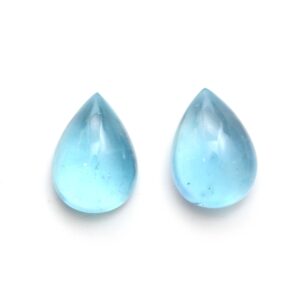 Natural Aquamarine Smooth Pear Cabochon Gemstone | 20x27mm | Gemstone Cabochon | Pair ( 2 Pieces )