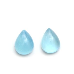 Natural Aquamarine Smooth Pear Cabochon Gemstone | 17x22mm | Gemstone Cabochon | Pair ( 2 Pieces )