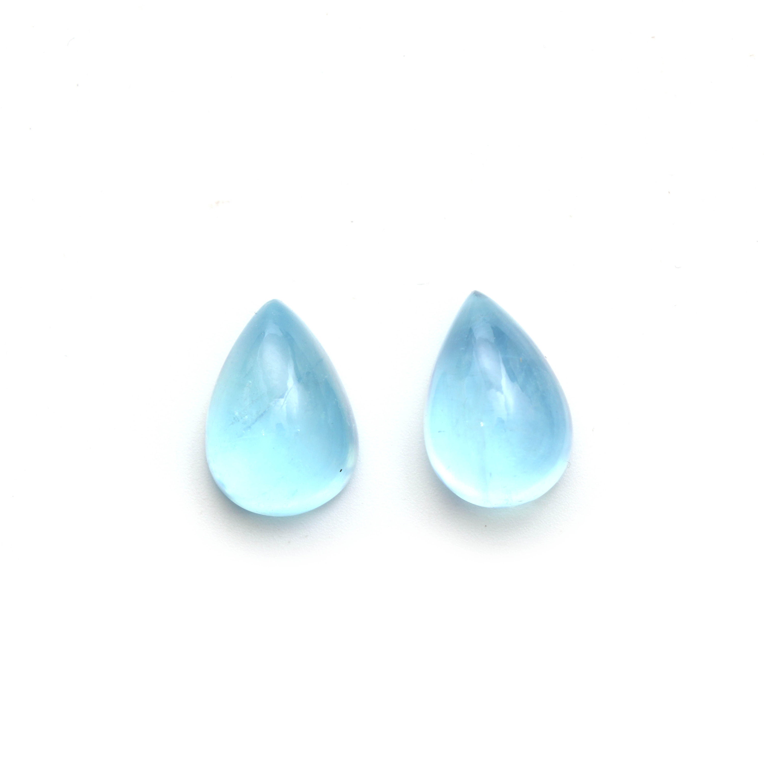 Natural Aquamarine Smooth Pear Cabochon Gemstone | 13x18 Mm | Gemstone Cabochon | Pair ( 2 Pieces )