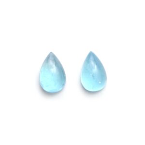 Natural Aquamarine Smooth Pear Cabochon Gemstone | 13x20mm | Gemstone Cabochon | Pair ( 2 Pieces )
