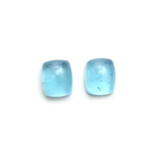 Natural Aquamarine Smooth Rectangle Cabochon Gemstone | 13.5x16mm | Gemstone Cabochon | Pair ( 2 Pieces )