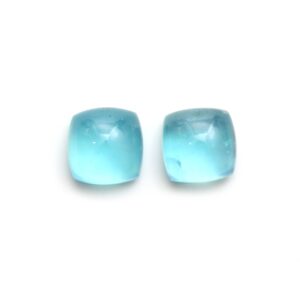 Natural Aquamarine Smooth Square Cabochon Gemstone | 19x19mm | Gemstone Cabochon | Pair ( 2 Pieces )