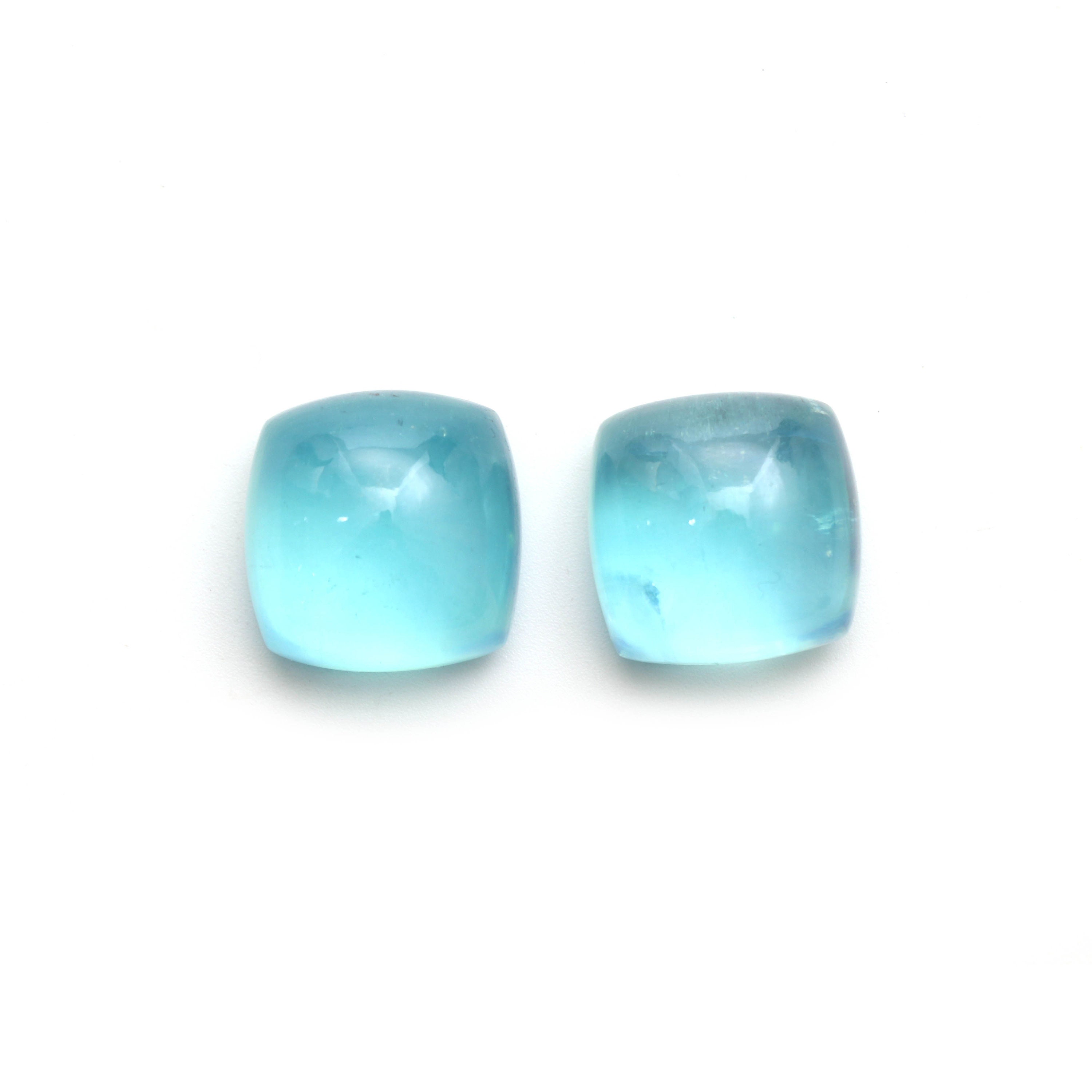 Natural Aquamarine Smooth Square Cabochon Gemstone | 19x19mm | Gemstone Cabochon | Pair ( 2 Pieces )