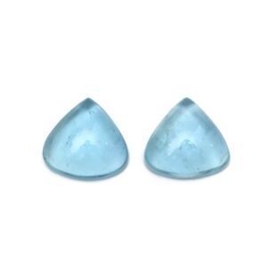 Natural Aquamarine Smooth Trillion Cabochon Gemstone | 19x20 Mm | Gemstone Cabochon | Pair ( 2 Pieces )