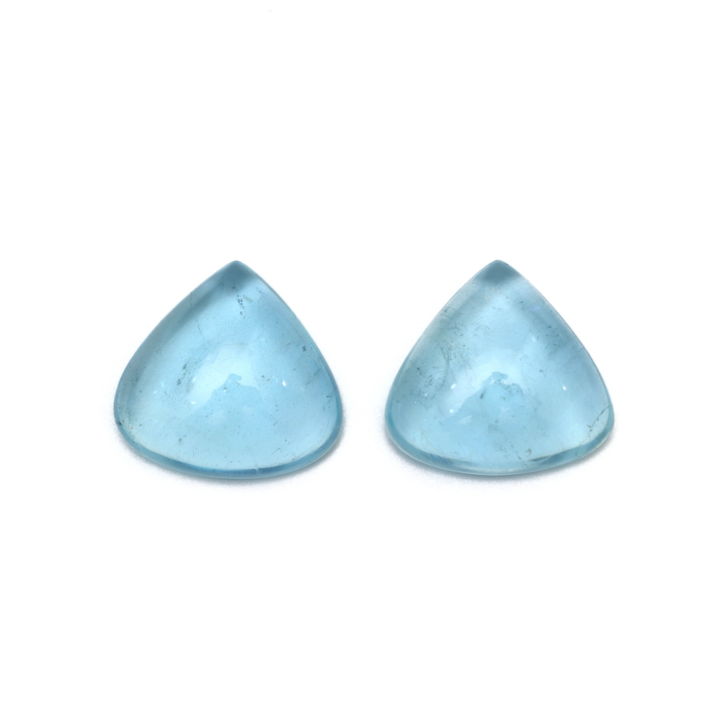 Natural Aquamarine Smooth Trillion Cabochon Gemstone | 19x20 Mm | Gemstone Cabochon | Pair ( 2 Pieces )