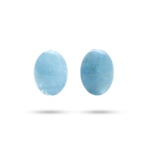 Aquamarine Smooth Oval Cabochon Gemstone, 15x19.5 Mm, Aquamarine Cabochon, Aquamarine Oval Jewelry Making Gemstone, Pair ( 2 Pieces )
